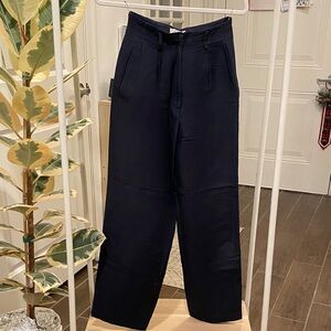 90s Vintage Ann Taylor Linen Blend Pants in Navy
